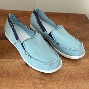 NWOT Emcrocs blue slip on canvas shoes sneakers